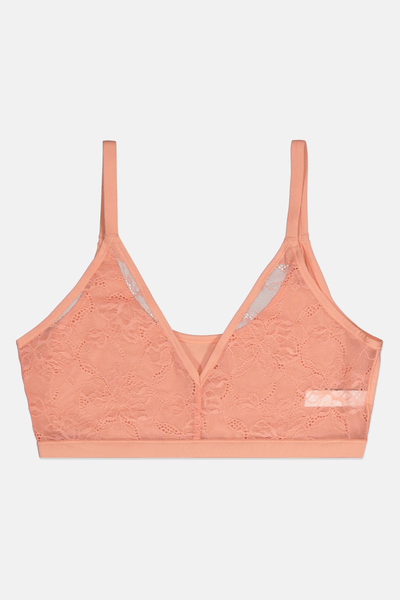 Etam Women Textured Reversible Non-Padded Bra, Peach - Image 1